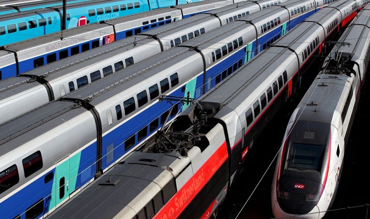 Des TGV français à la gare de Lyon, à Paris