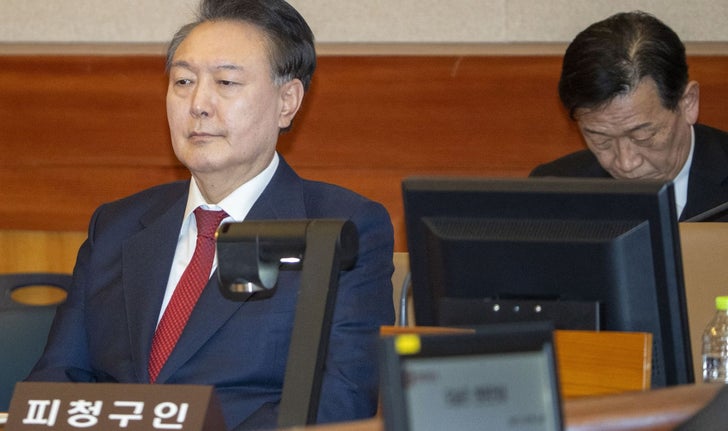 Le président sud-coréen Yoon Seok-yeol lors de son procès pour insurrection, jeudi, à Séoul.